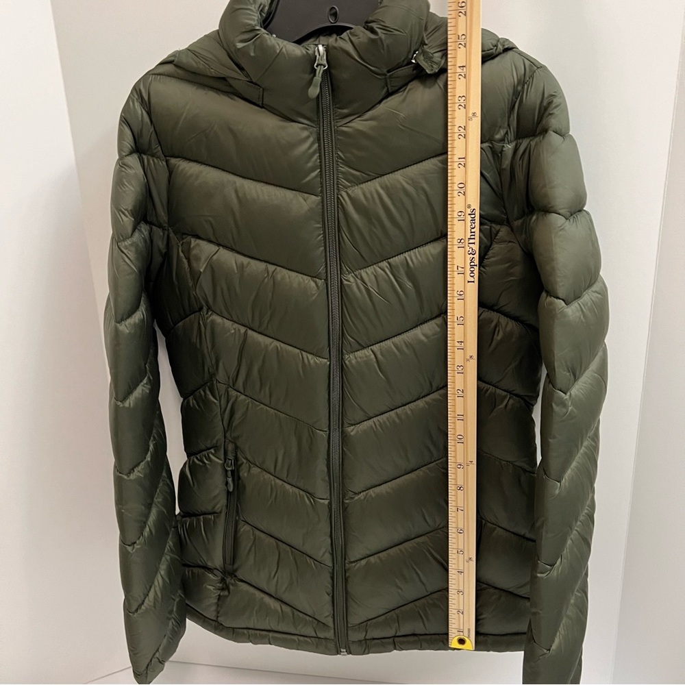 NWT CHARTER CLUB Women's Packable Hooded Puffer Coat-Olive Green - Picture 7 of 15